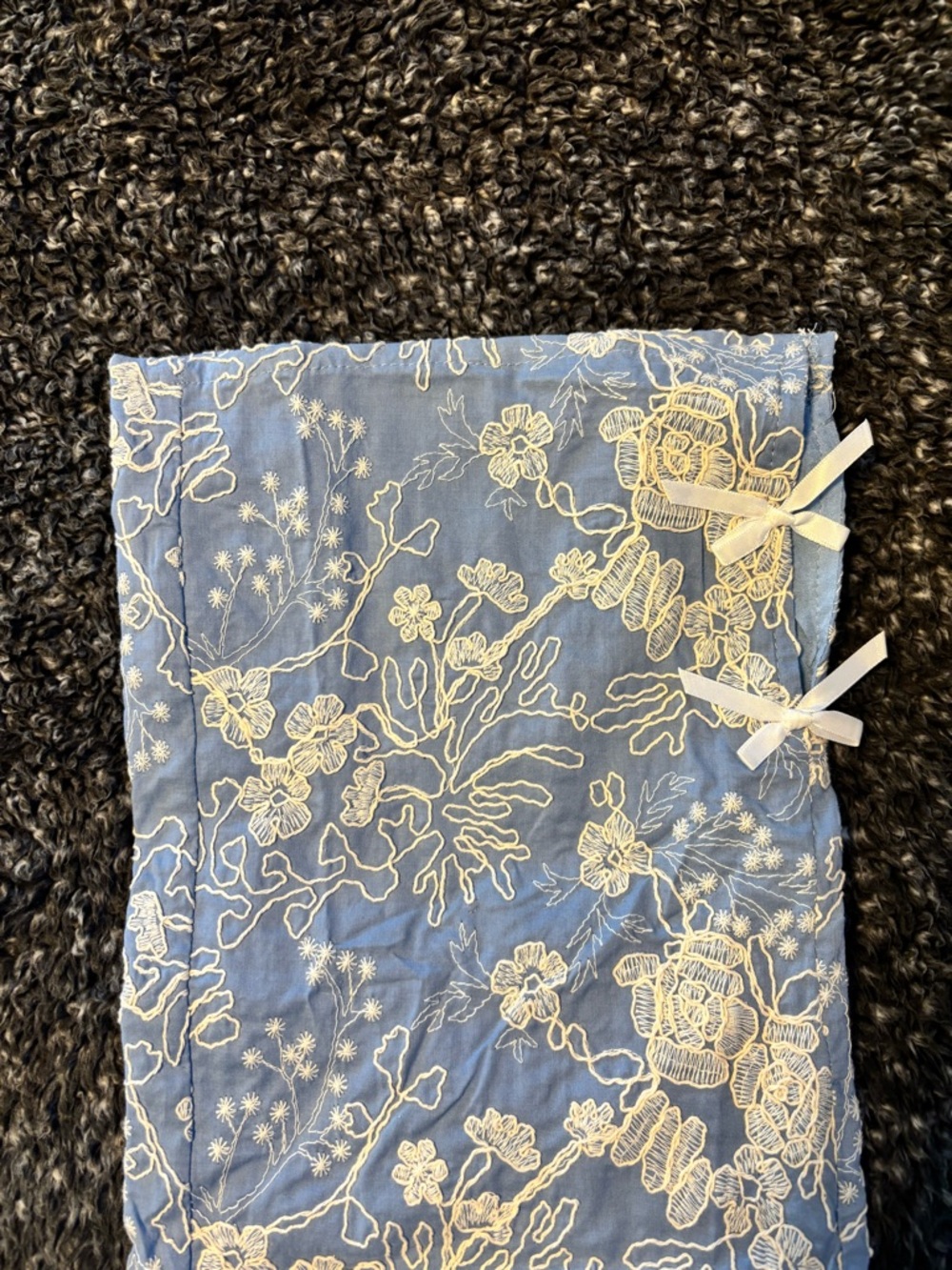 Lulu's Light Blue Jeans with Cream Floral Lace Overlay - Picture 3 of 4